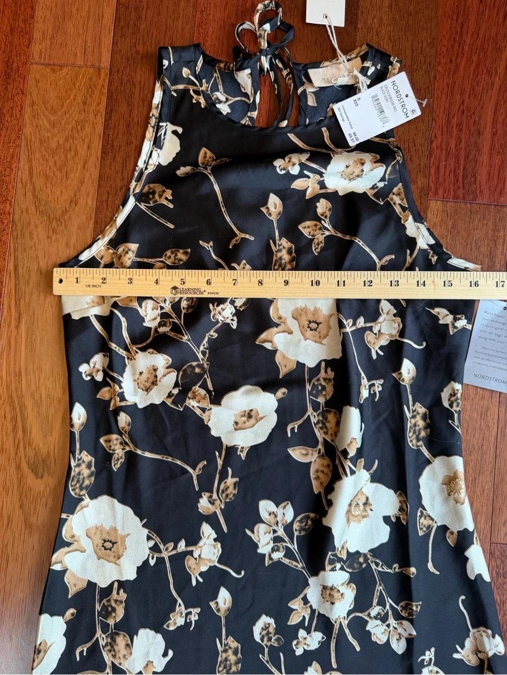 MELLODAY Black Maxi Dress with Cream & Gold Floral Print - Picture 5 of 9